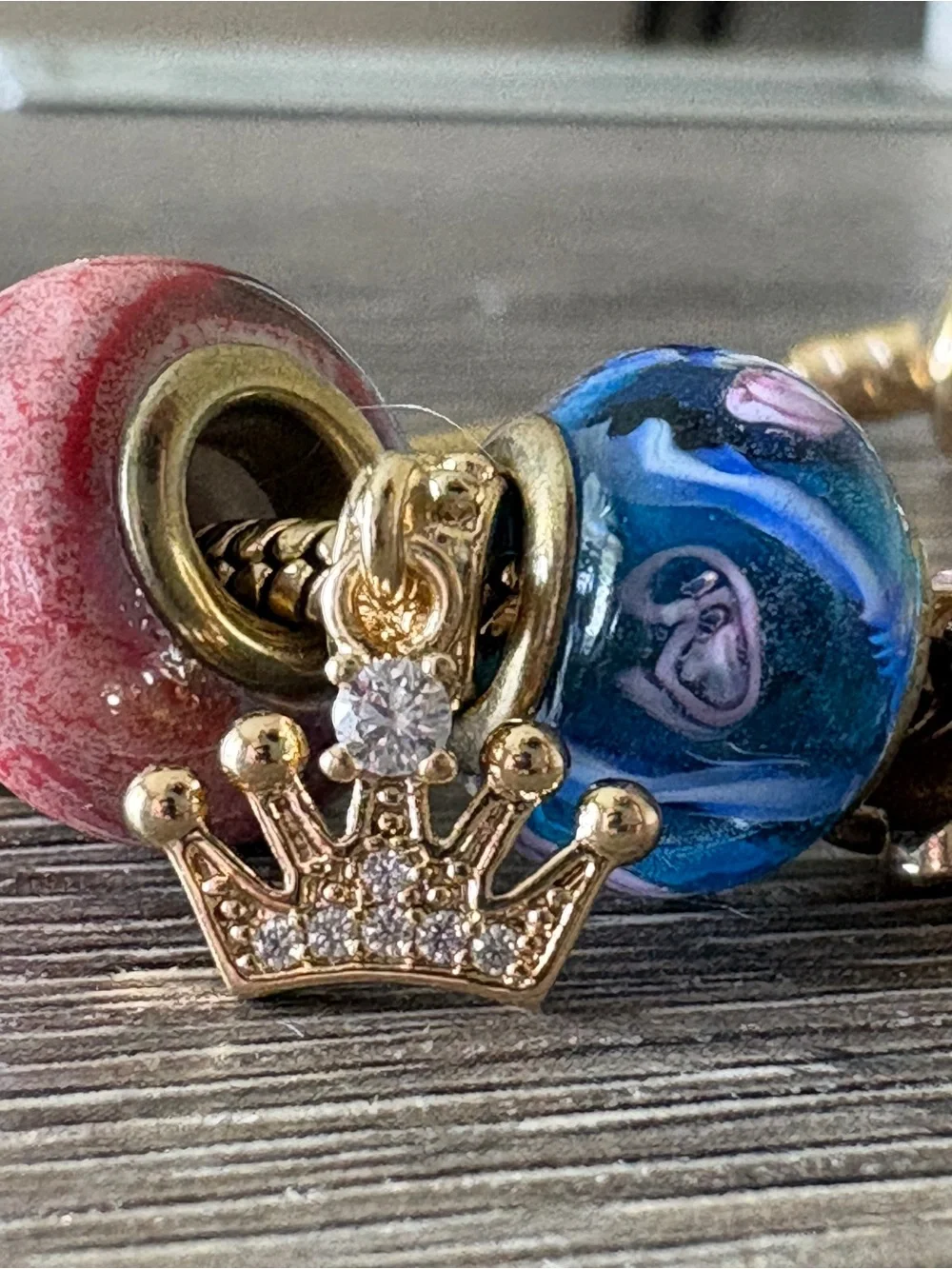 Princess Girl Bracelet Gold Color Crown Girly Charms